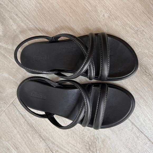 Olakai Sandals Womens Size 6/7 Black Tiare Strappy Full Grain Leather Slingback - Picture 3 of 10